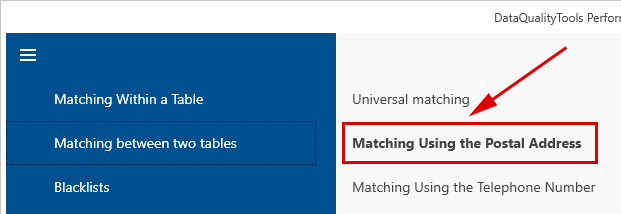 Matching using the postal address