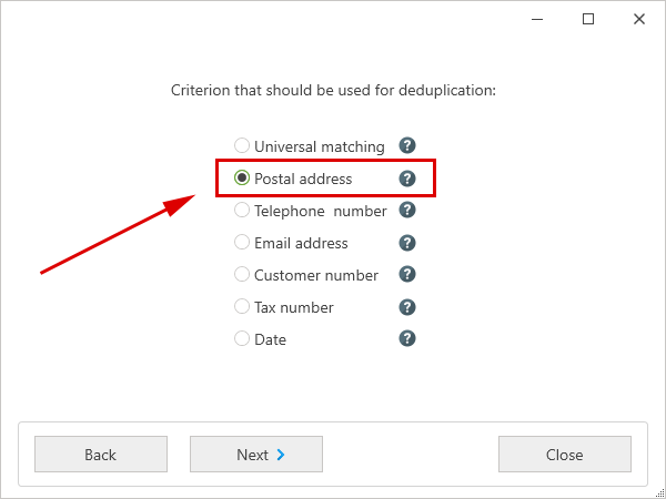 New Project - Matching creteria