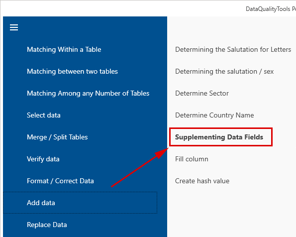 Supplementing data fields