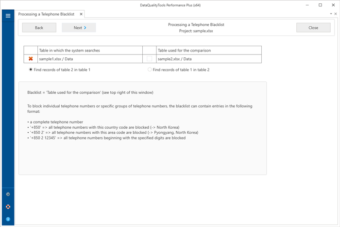 Processing a Telephone Blacklist